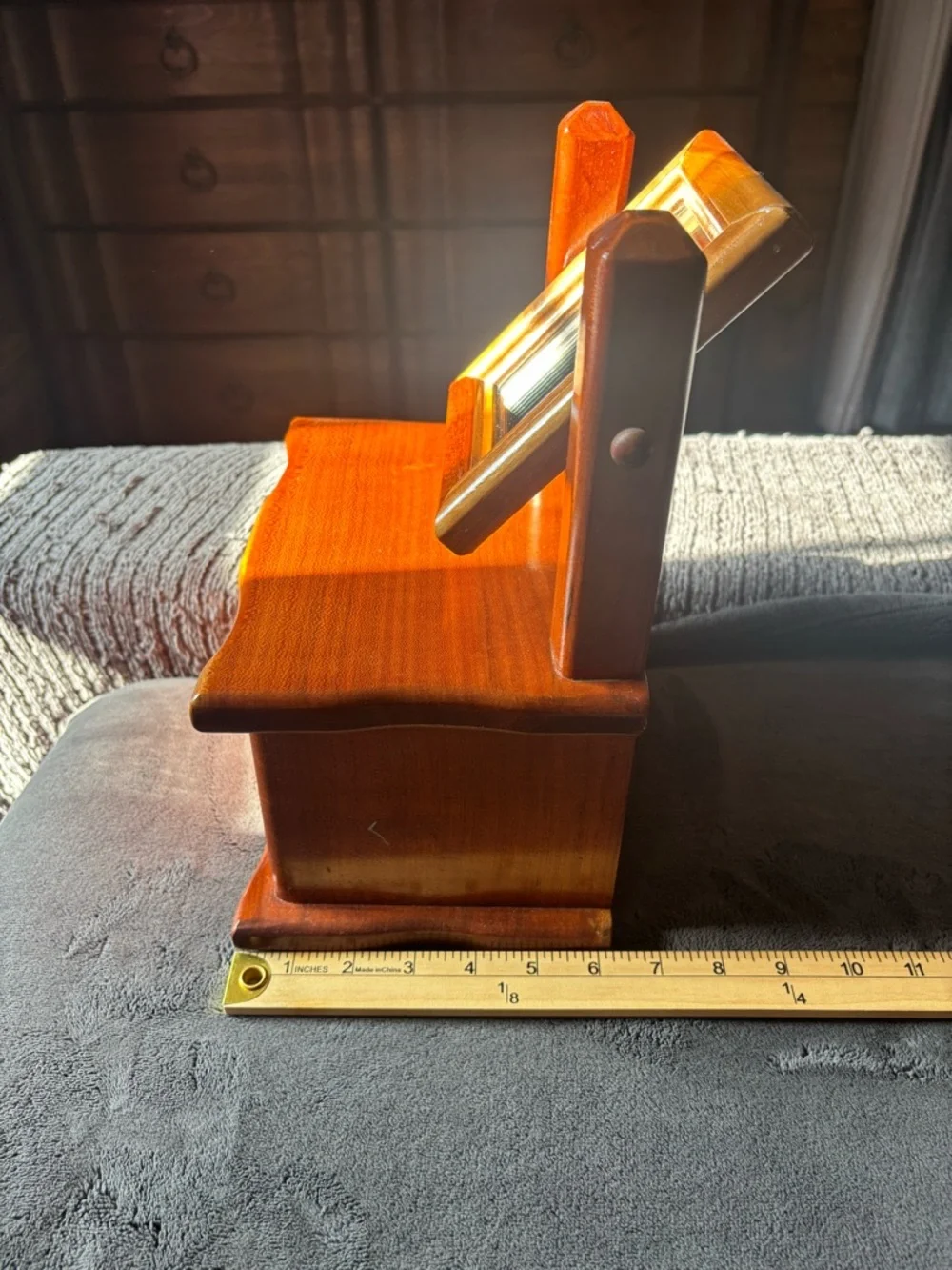 Vintage Tabletop Vanity Jewelry Chest, Cedar Wood Color